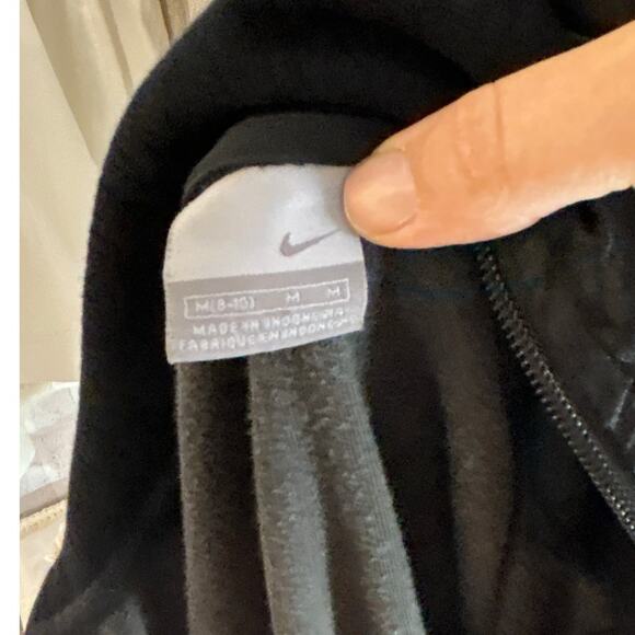 Nike Women's Size M Black Velour Zip Up Ribbed Collar Track Jacket #0611 - Picture 6 of 11